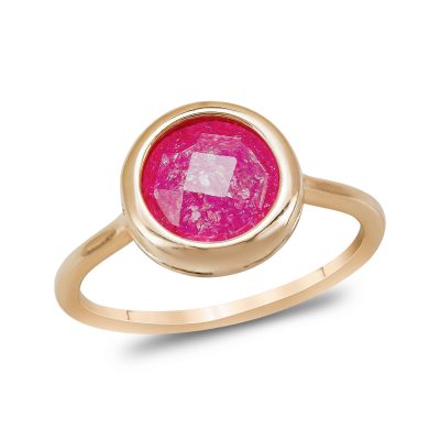 Δαχτυλίδι Mε Ροζ Πέτρα απο Ροζ Χρυσό 14 Καρατίων DX091717