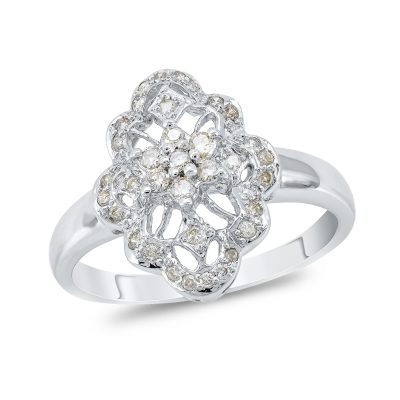 Αντικέ Δαχτυλίδι Με Διαμάντια Brilliant από Λευκό Χρυσό 18 Kαρατίων DDX303