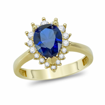 Δαχτυλίδι με Μπλε Πέτρα απο Κίτρινο Χρυσό 14 Καρατίων DX114123