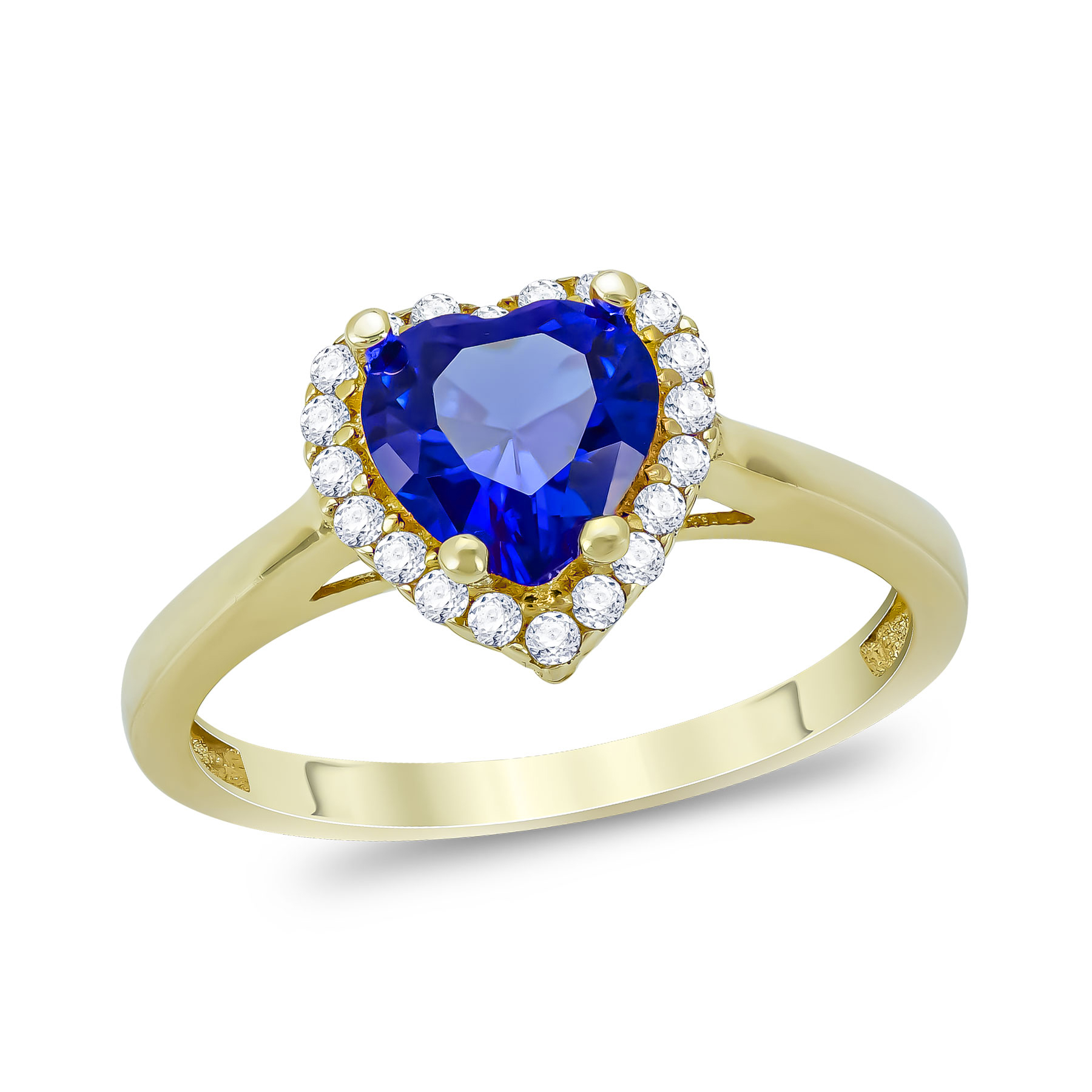 Δαχτυλίδι Καρδιά με Mπλε Πέτρα απο Κίτρινο Χρυσό 14 Καρατίων DX112375