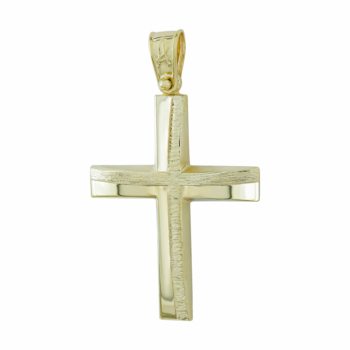 Σταυρός Βάπτισης Ανδρικός Σε Κίτρινο Χρυσό 9 Καρατίων ST2954