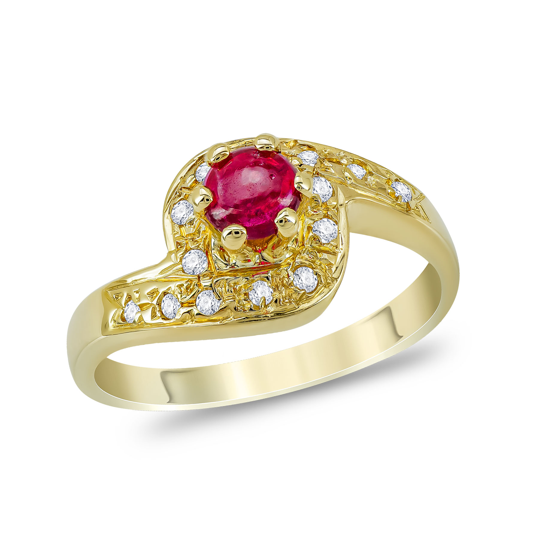 Δαχτυλίδι με Ρουμπίνι και Διαμάντια Brilliant από Κίτρινο Χρυσό 18 Kαρατίων DDX306