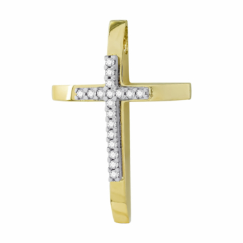 Σταυρός Βάπτισης Γυναικείος Σε Kίτρινο Χρυσό 14 Καρατίων με Πέτρες ST101496