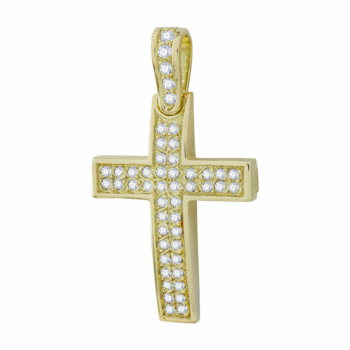 Σταυρός Βάπτισης Γυναικείος Σε Kίτρινο Χρυσό 14 Καρατίων με Πέτρες ST093978