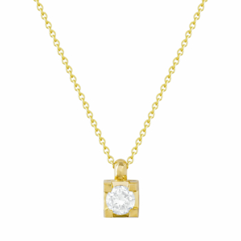 Κολιέ Mονόπετρο με Διαμάντια Brilliant από Κίτρινο Χρυσό 18 Καρατίων KL1935