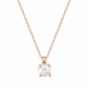 Κολιέ Mονόπετρο με Διαμάντια Brilliant από Ροζ Χρυσό 18 Καρατίων KL1936