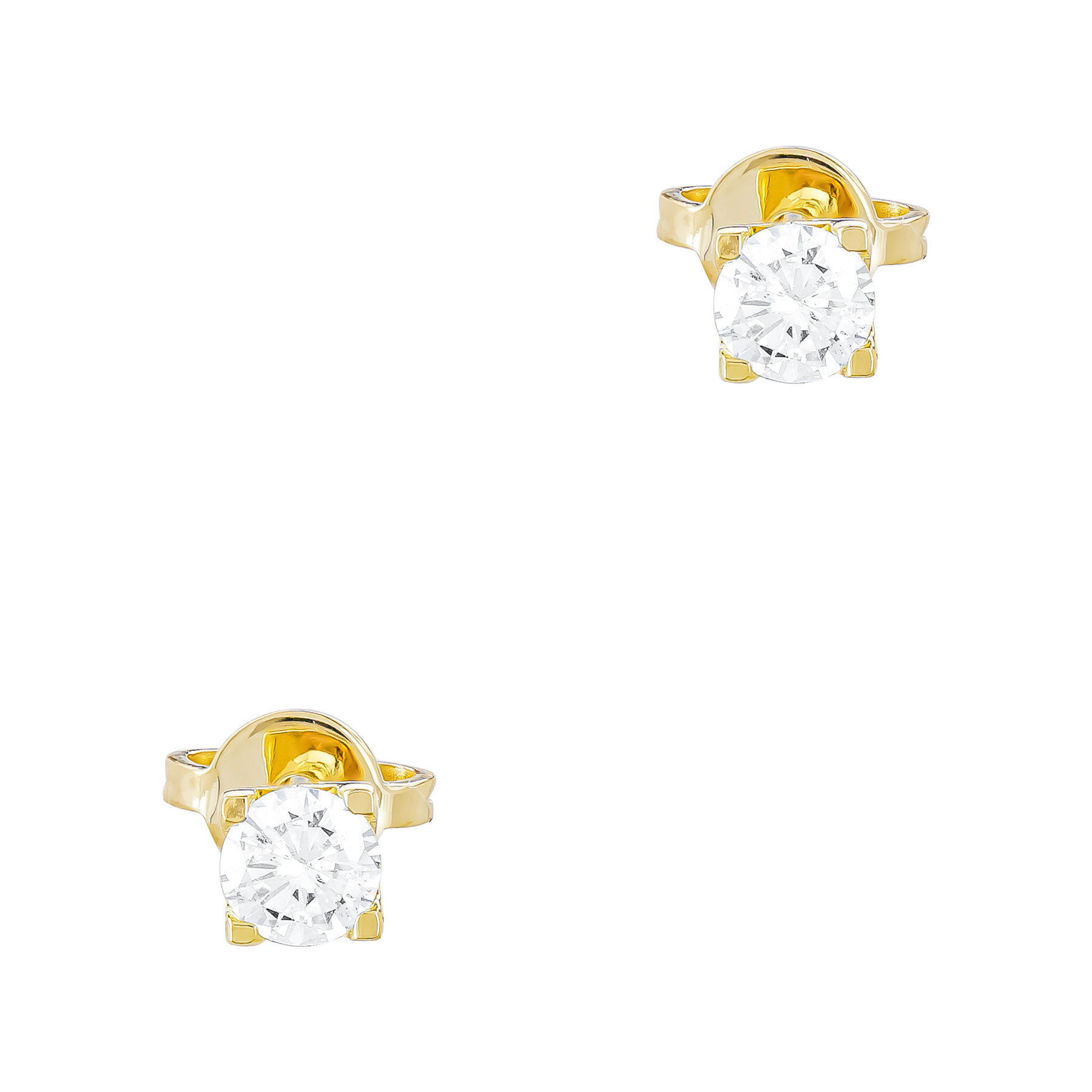 Σκουλαρίκια Μονόπετρα με Διαμάντια Brilliant από Kίτρινο Χρυσό 18 Kαρατίων SK2084