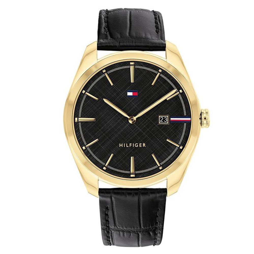 TOMMY HILFIGER Theo Black Leather Strap 1710428