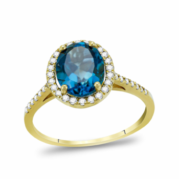 Μονόπετρο Δαχτυλίδι Με Διαμάντια Brilliant και London Blue από Κίτρινο Χρυσό 18 Kαρατίων R26855