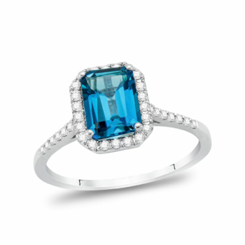 Μονόπετρο Δαχτυλίδι Με Διαμάντια Brilliant και London Blue από Λευκό Χρυσό 18 Kαρατίων R29097