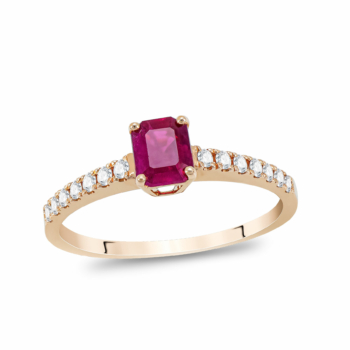 Μονόπετρο Δαχτυλίδι Με Διαμάντια Brilliant και Ρουμπίνι από Ροζ Χρυσό 18 Kαρατίων R28693