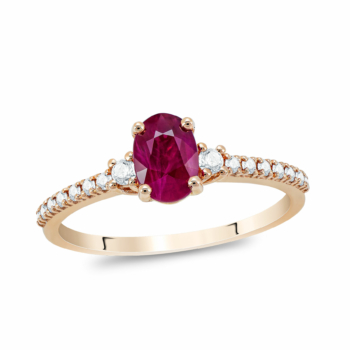 Μονόπετρο Δαχτυλίδι Με Διαμάντια Brilliant και Ρουμπίνι από Ροζ Χρυσό 18 Kαρατίων R29692