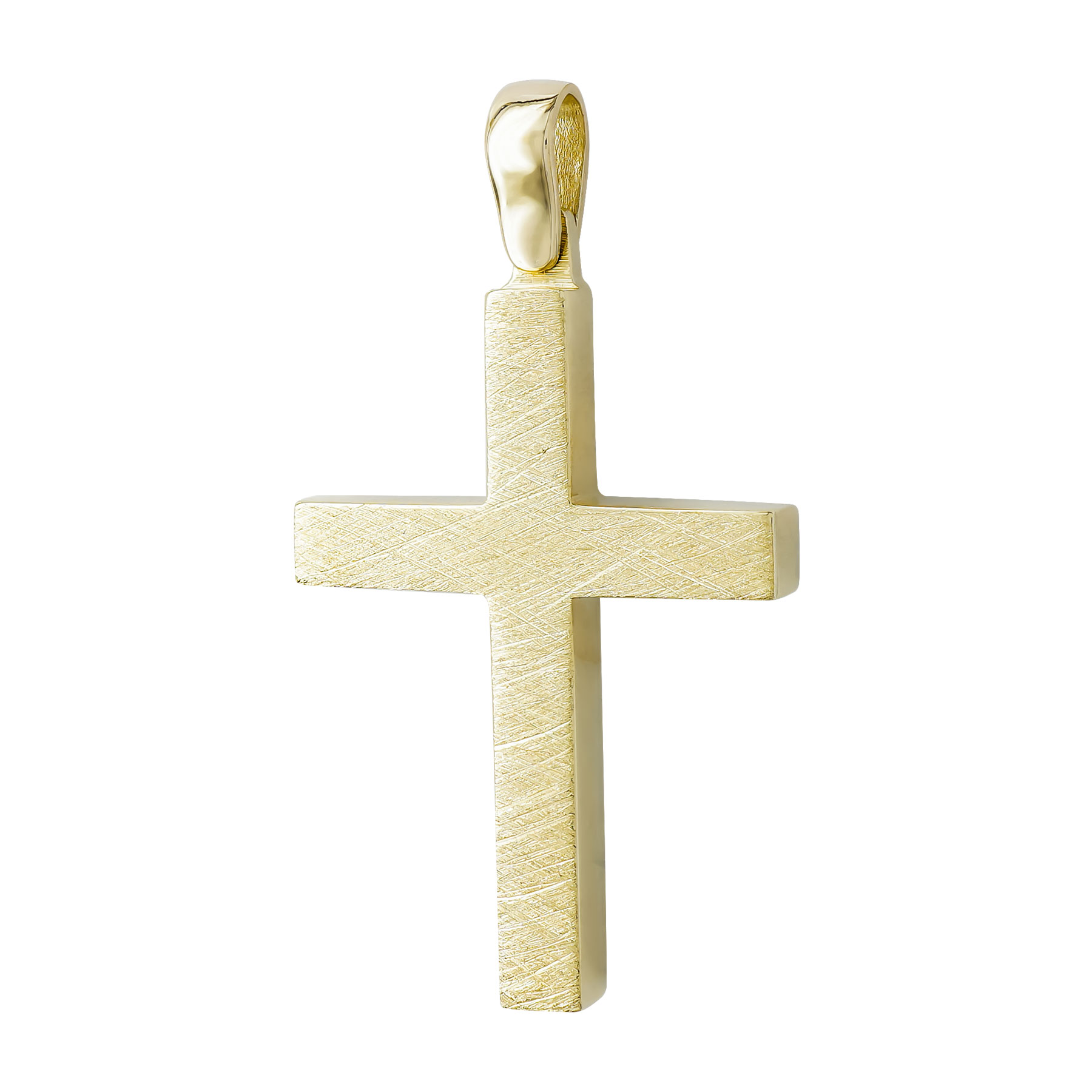 Σταυρός Βάπτισης Ανδρικός Διπλής Όψεως Σε Κίτρινο Χρυσό 14 Καρατίων ST3236