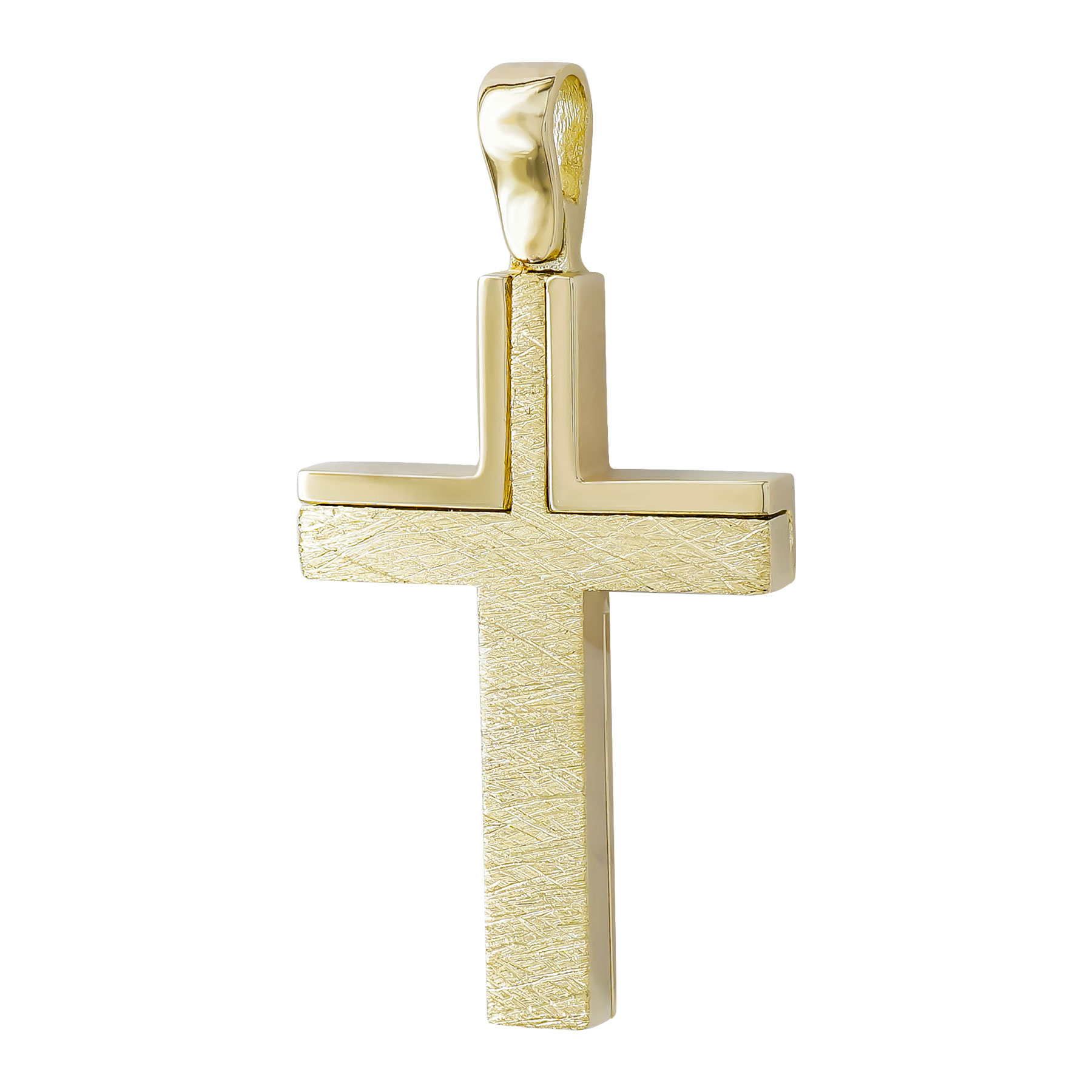 Σταυρός Βάπτισης Ανδρικός Διπλής Όψεως Σε Κίτρινο Χρυσό 14 Καρατίων ST3238