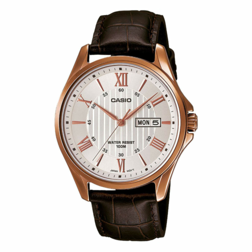 CASIO Collection Brown Leather Strap MTP-1384L-7AVEF