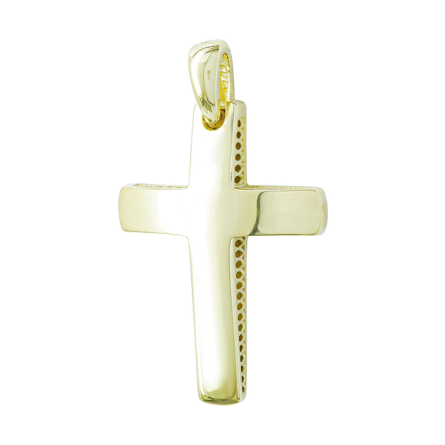 Σταυρός Βάπτισης Ανδρικός Διπλής Όψεως Σε Kίτρινο Χρυσό 14 Καρατίων ST3316
