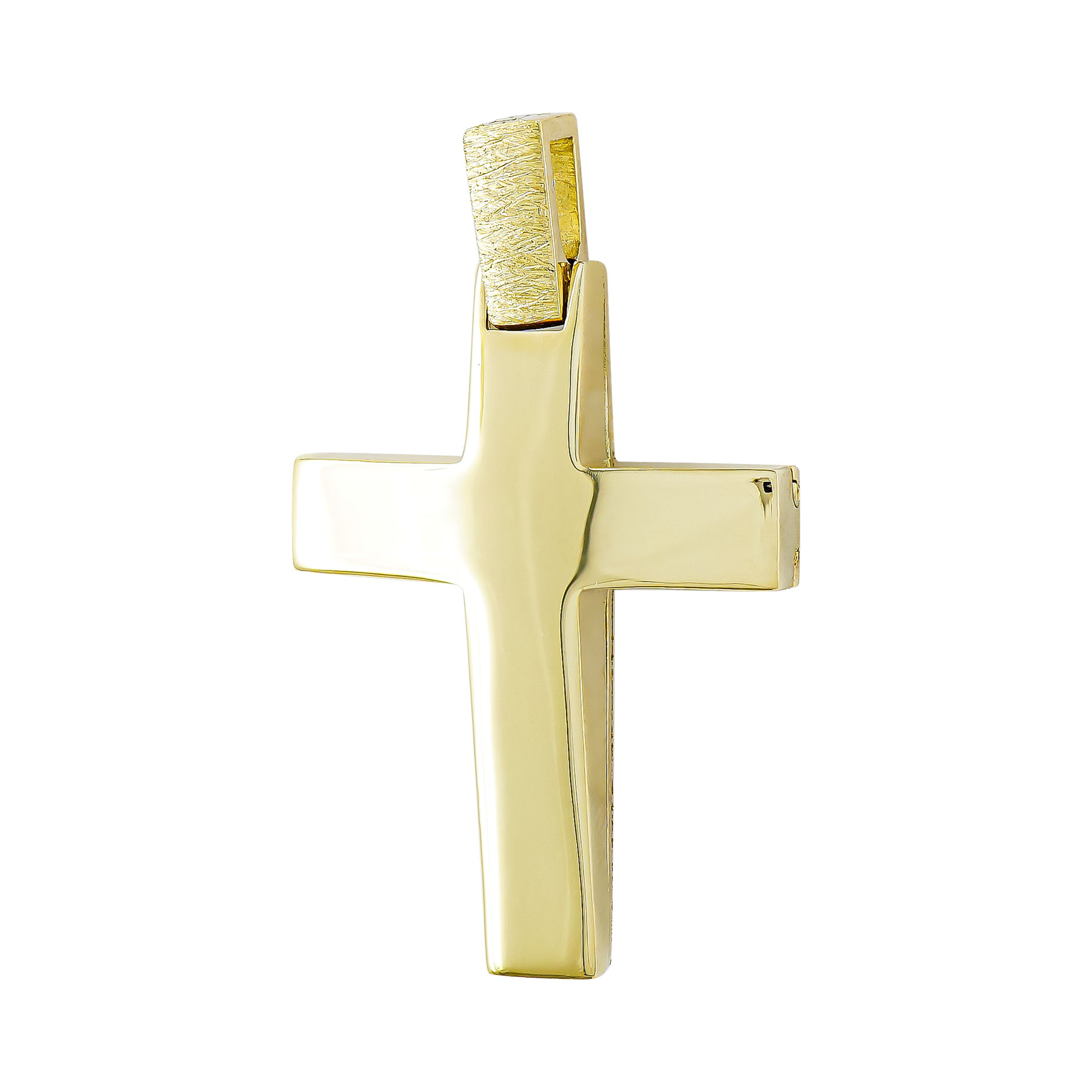 Σταυρός Βάπτισης Αντρικός Διπλής Όψεως Σε Kίτρινο Χρυσό 14 Καρατίων ST3348