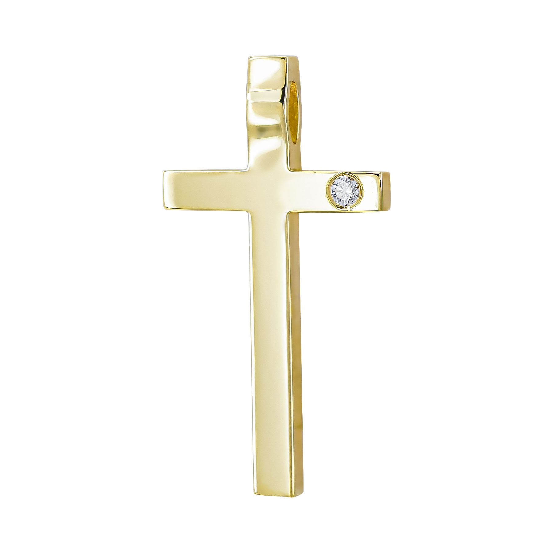 Σταυρός Βάπτισης Γυναικείος Σε Kίτρινο Χρυσό 18 Καρατίων με Διαμάντι Brilliant ST3109