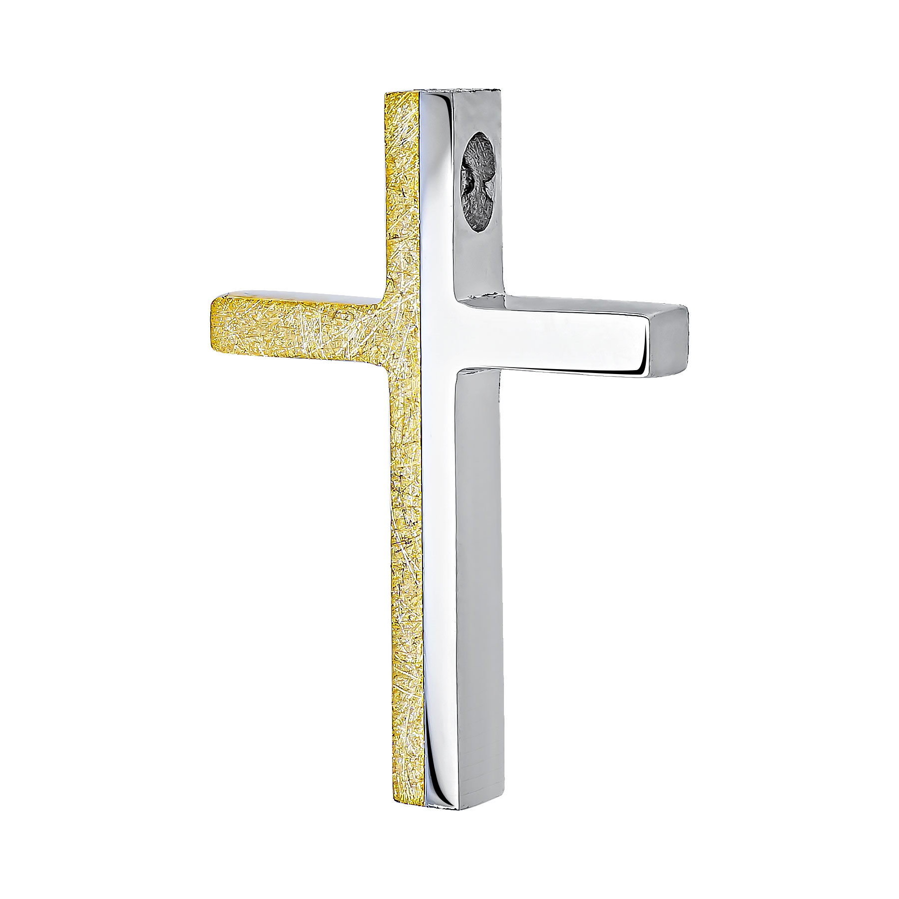 Σταυρός Βάπτισης Ανδρικός Σε Δίχρωμο Χρυσό 14 Καρατίων ST3455